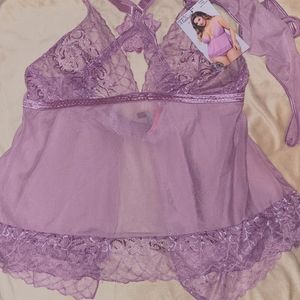 Lilac Lingerie top and thong set